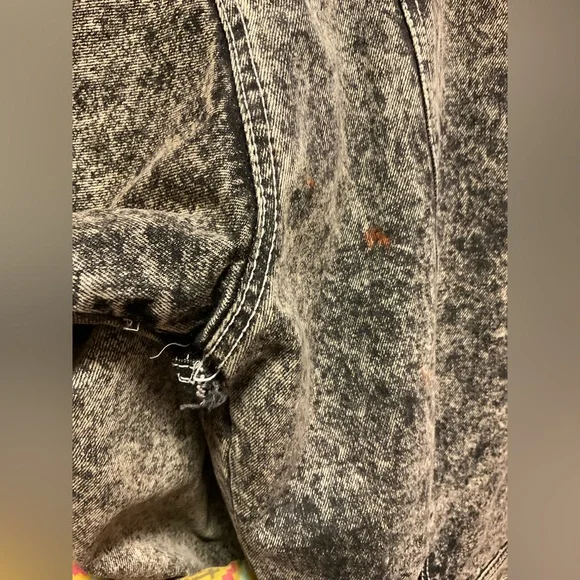 Vintage 80's Mirage Men's Acid Wash Denim Bomber jacket Leather Trim size XL. - Picture 8 of 9